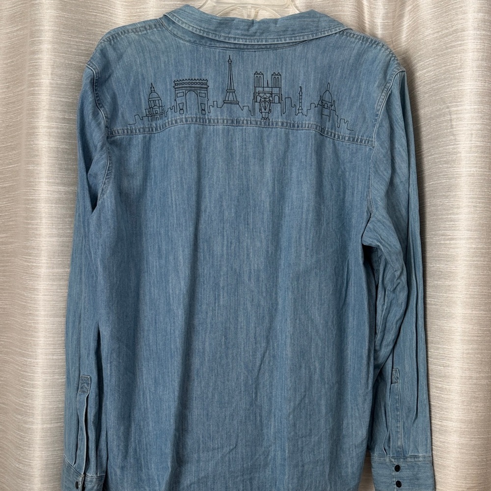 Karl Lagerfeld Blue Denim Top - Picture 4 of 6